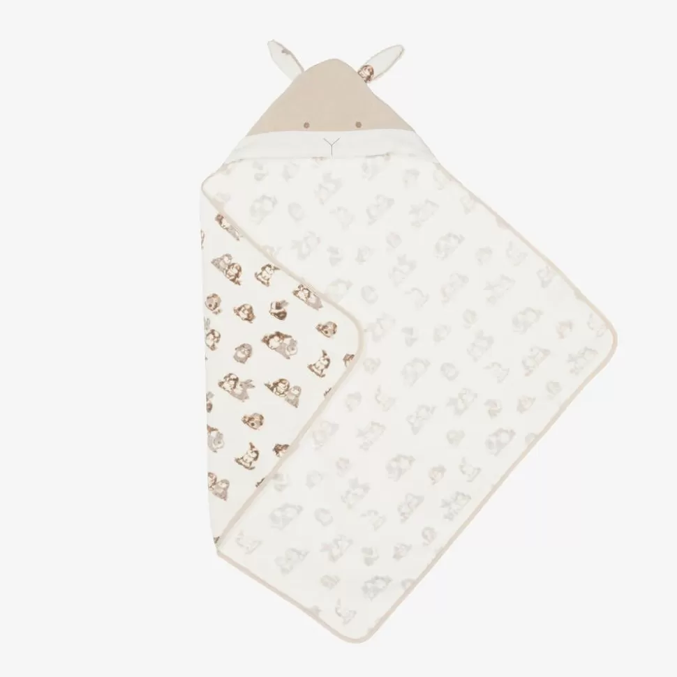 Mayoral Newborn Ivory Cotton Hooded Baby Towel (83cm)^ Towels & Robes
