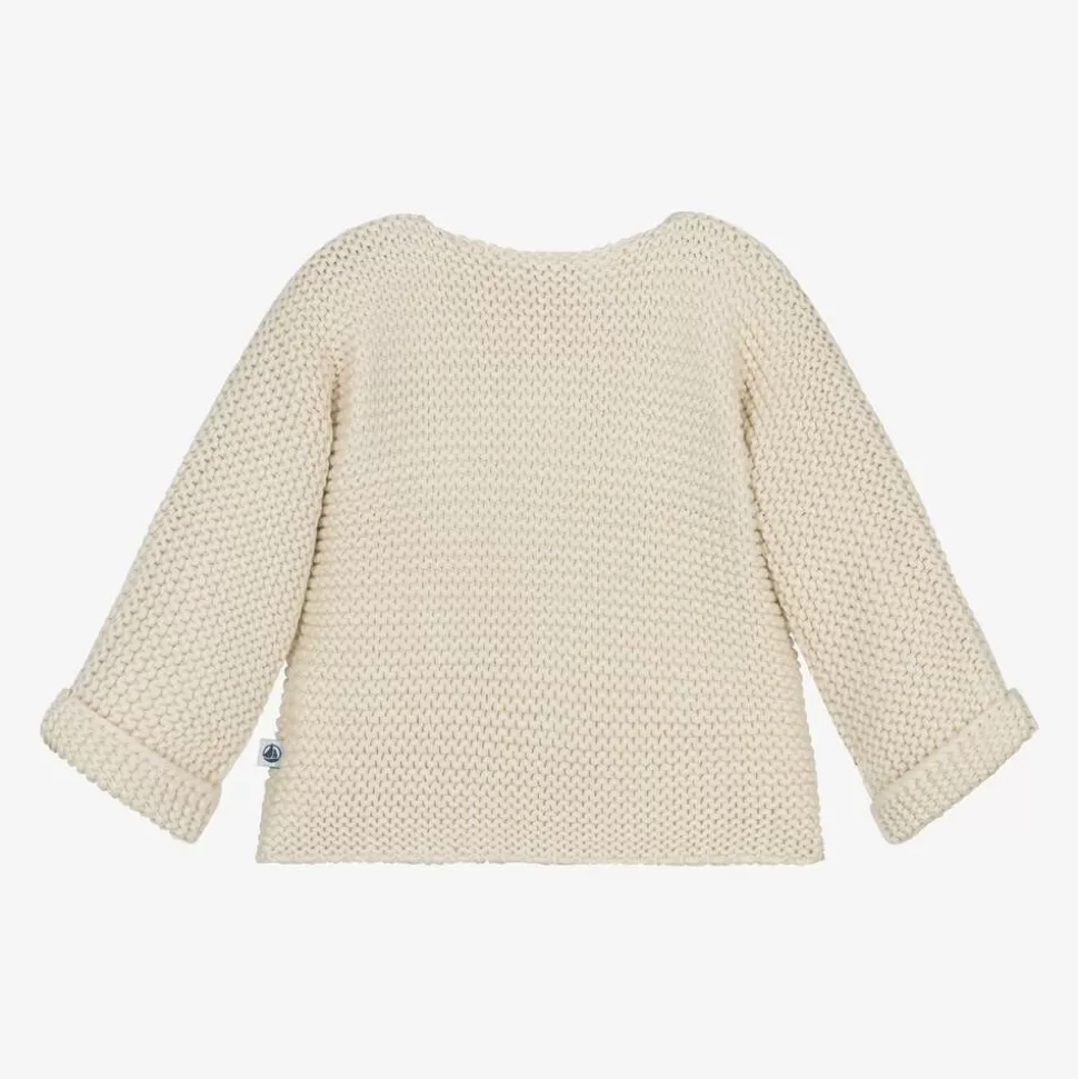 Petit Bateau Ivory Cotton Knit Baby Cardigan^ Tops