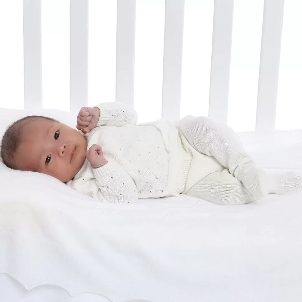 Minutus Ivory Cotton Knit Baby Trousers^BOY Trousers | Trousers