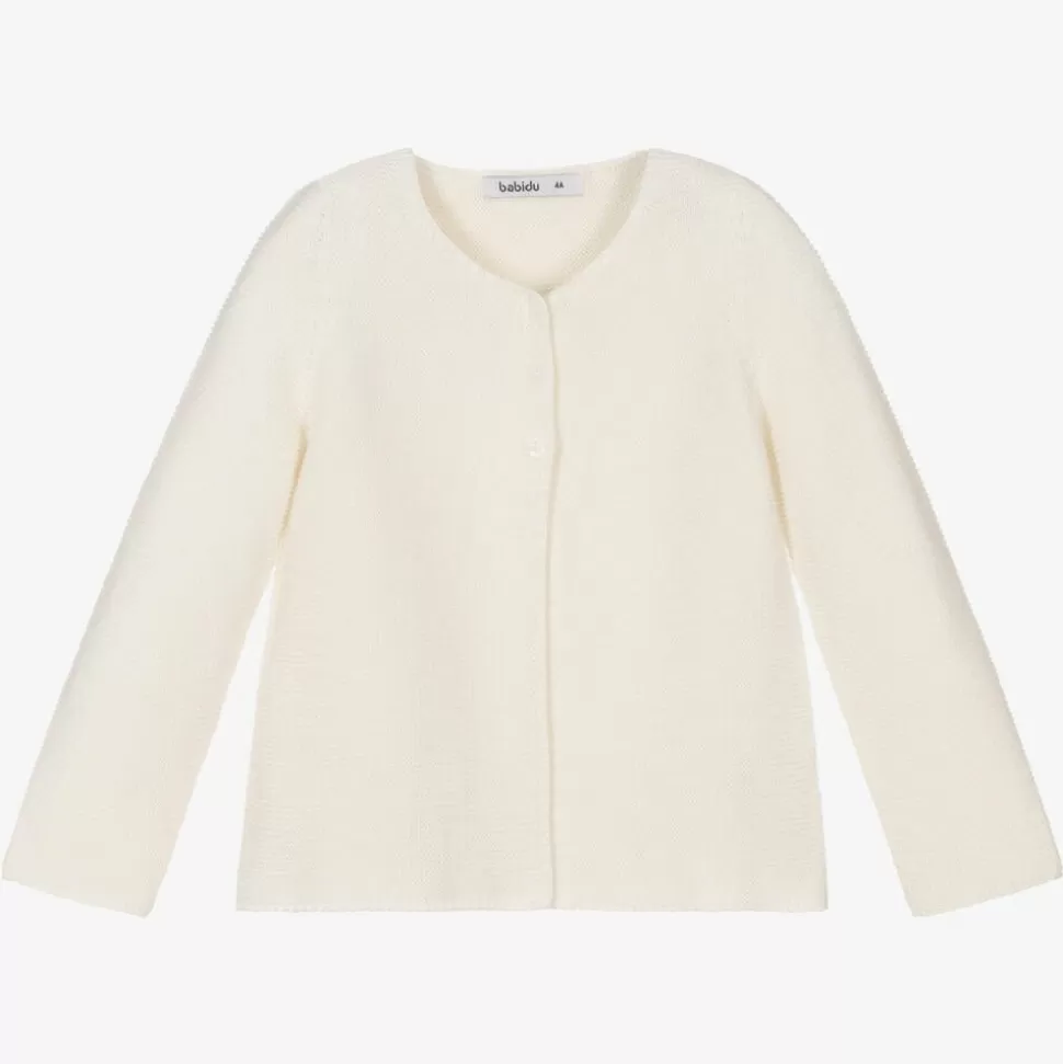 Babidu Ivory Cotton Knit Cardigan^ Tops