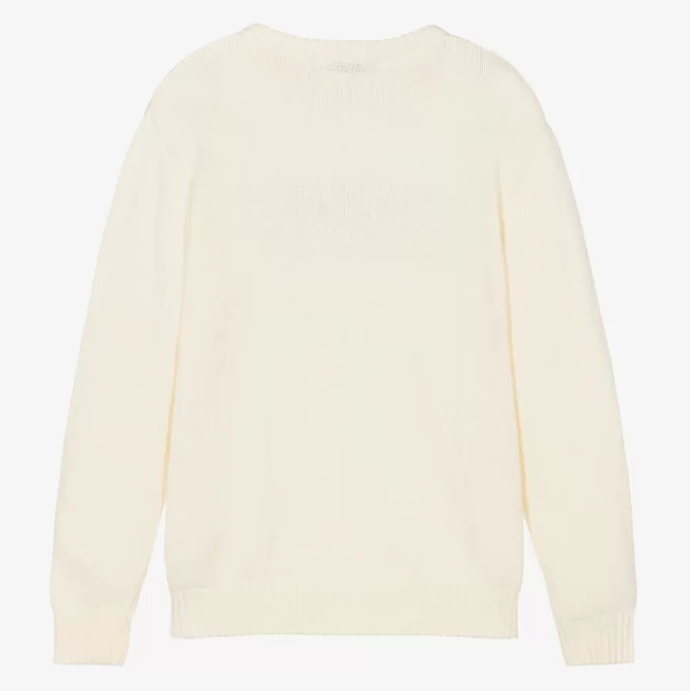 MSGM Ivory Cotton Knit Sweater^ Tops