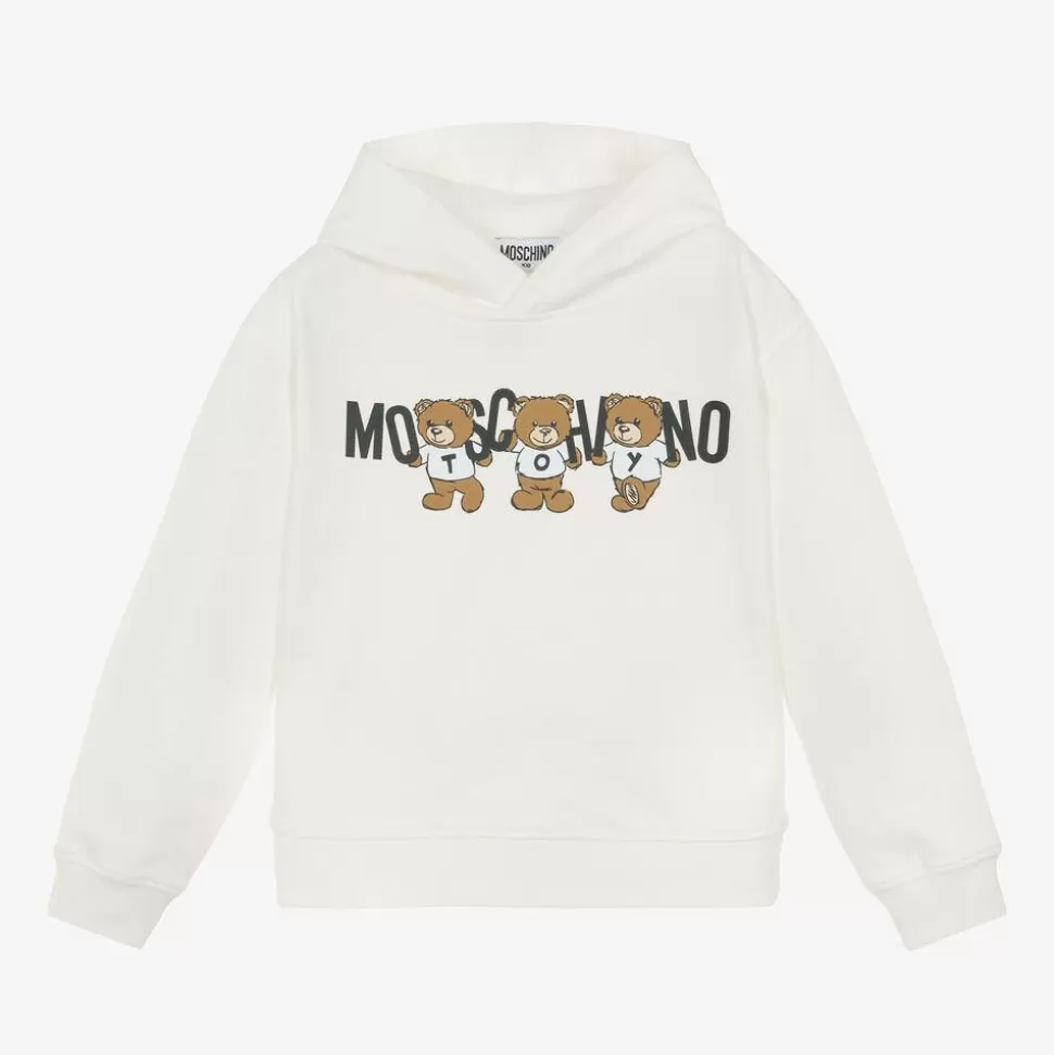 Moschino Kid-Teen Ivory Cotton Teddy Bear Hoodie^ Tops