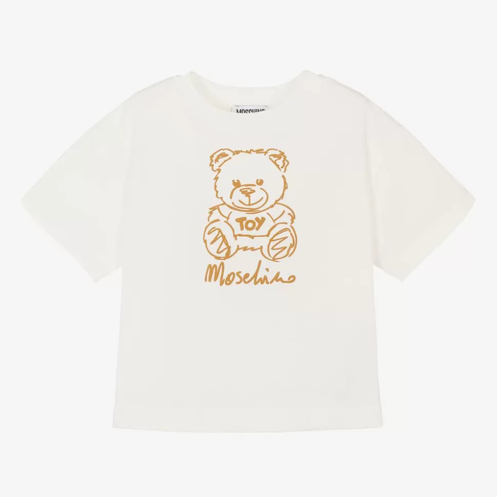 Moschino Kid-Teen Ivory Cotton Teddy Bear T-Shirt^ Tops