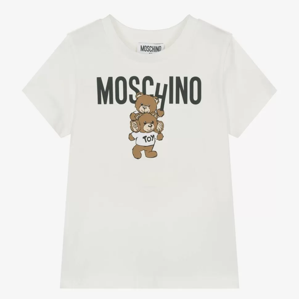 Moschino Kid-Teen Ivory Cotton Teddy Bear T-Shirt^ Tops