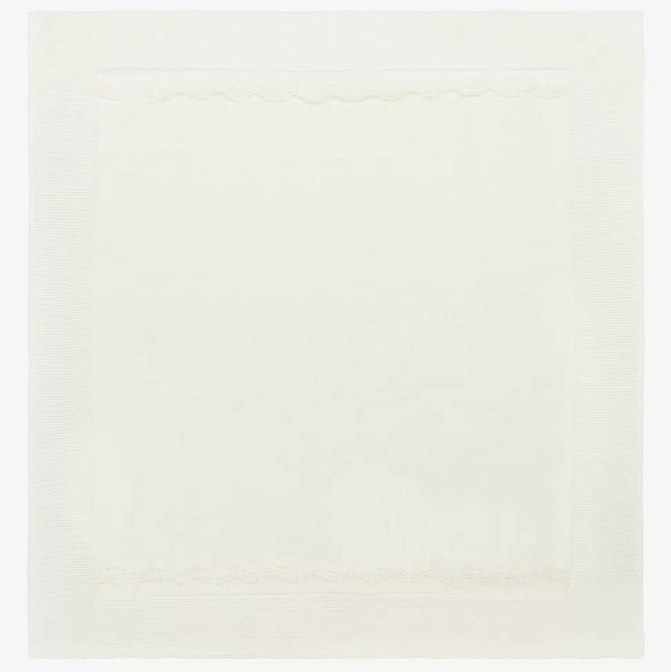 Mebi Ivory Knitted & Lace Blanket (88cm)^ Gifts