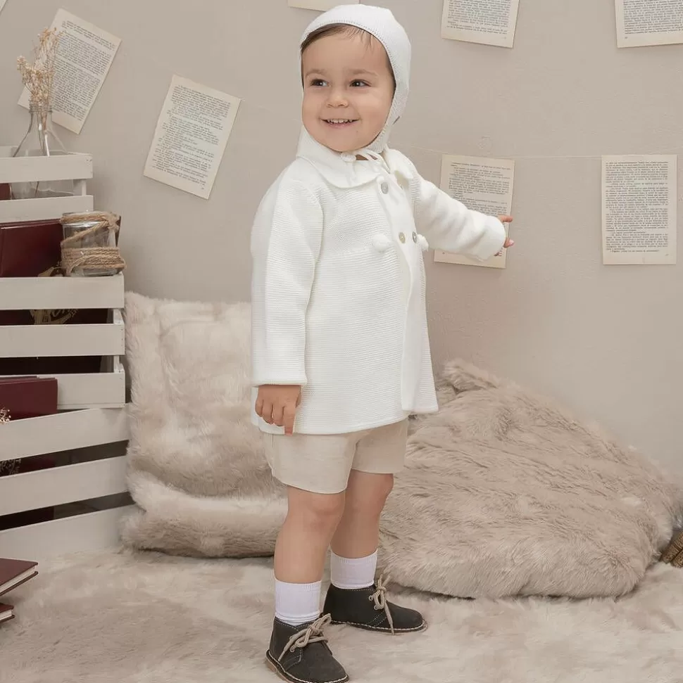 Artesanía Granlei Ivory Knitted Baby Coat & Hat Set^BOY Coats & Jackets | Coats & Jackets