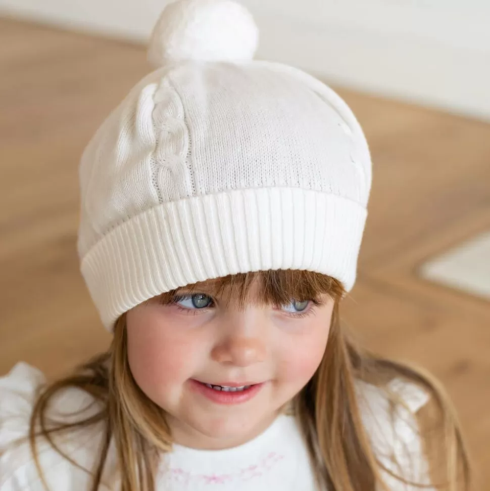 Emile et Rose Ivory Knitted Pom-Pom Hat^ Hats