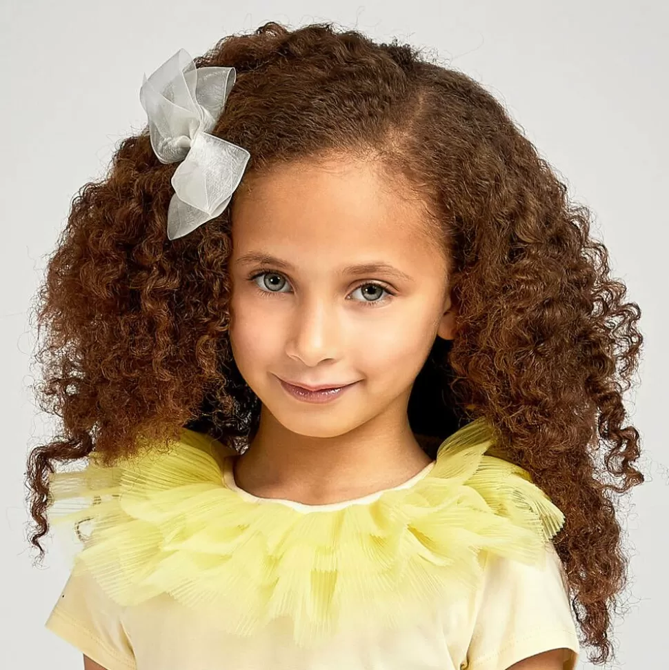 Peach Ribbons Ivory Organza Bow Clip (12cm)^ Hair Accessories