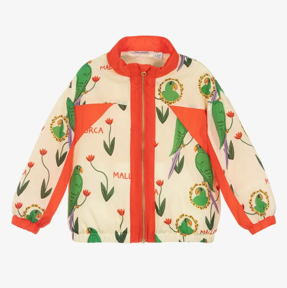 Mini Rodini Ivory Parrot Print Tracksuit Jacket^ Coats & Jackets