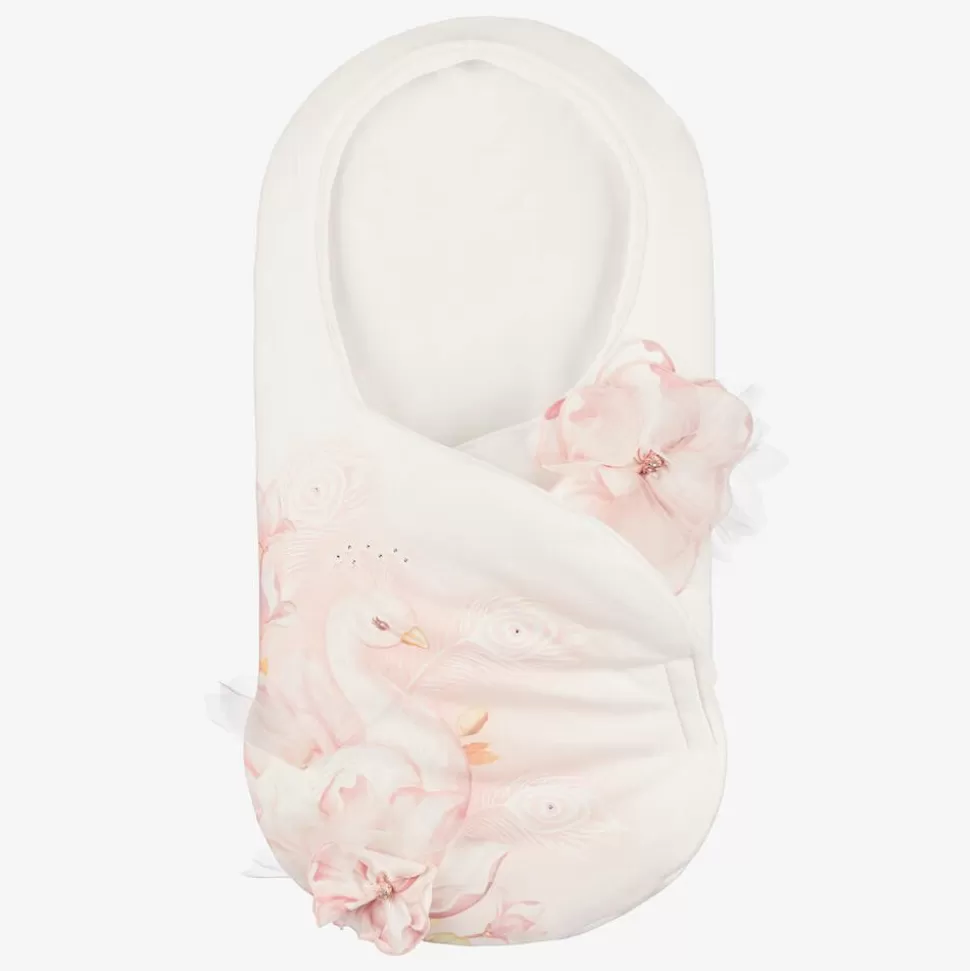 Sofija Ivory Peacock Print Cotton Baby Nest (66cm)^ Gifts