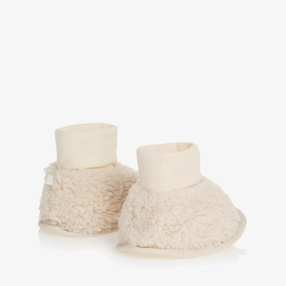 The Little Tailor Ivory Sherpa Fleece Baby Booties^ Booties | Booties