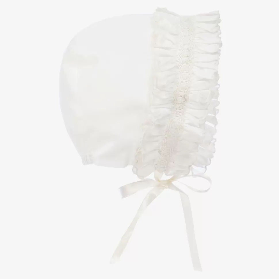 Sarah Louise Ivory Smocked Baby Bonnet^ Hats