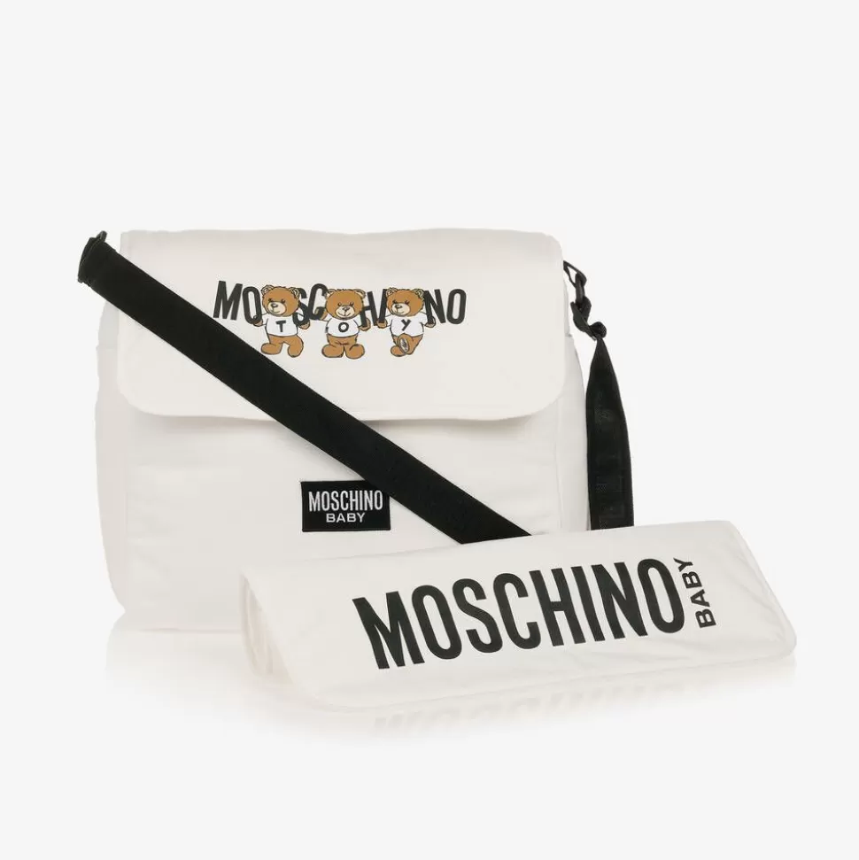 Moschino Baby Ivory Teddy Bear Logo Cotton Changing Bag (39cm)^ Gifts