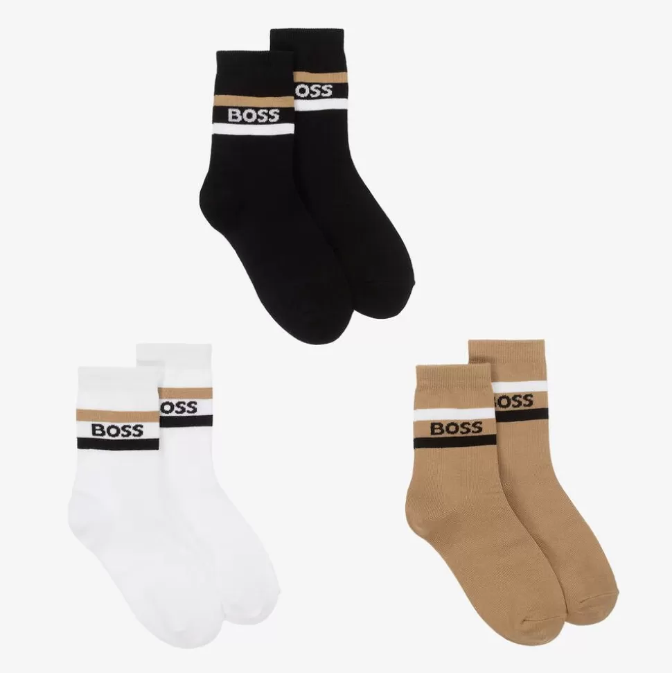 BOSS Junior Boys Black & Beige Socks (3 Pack)^BOY Socks