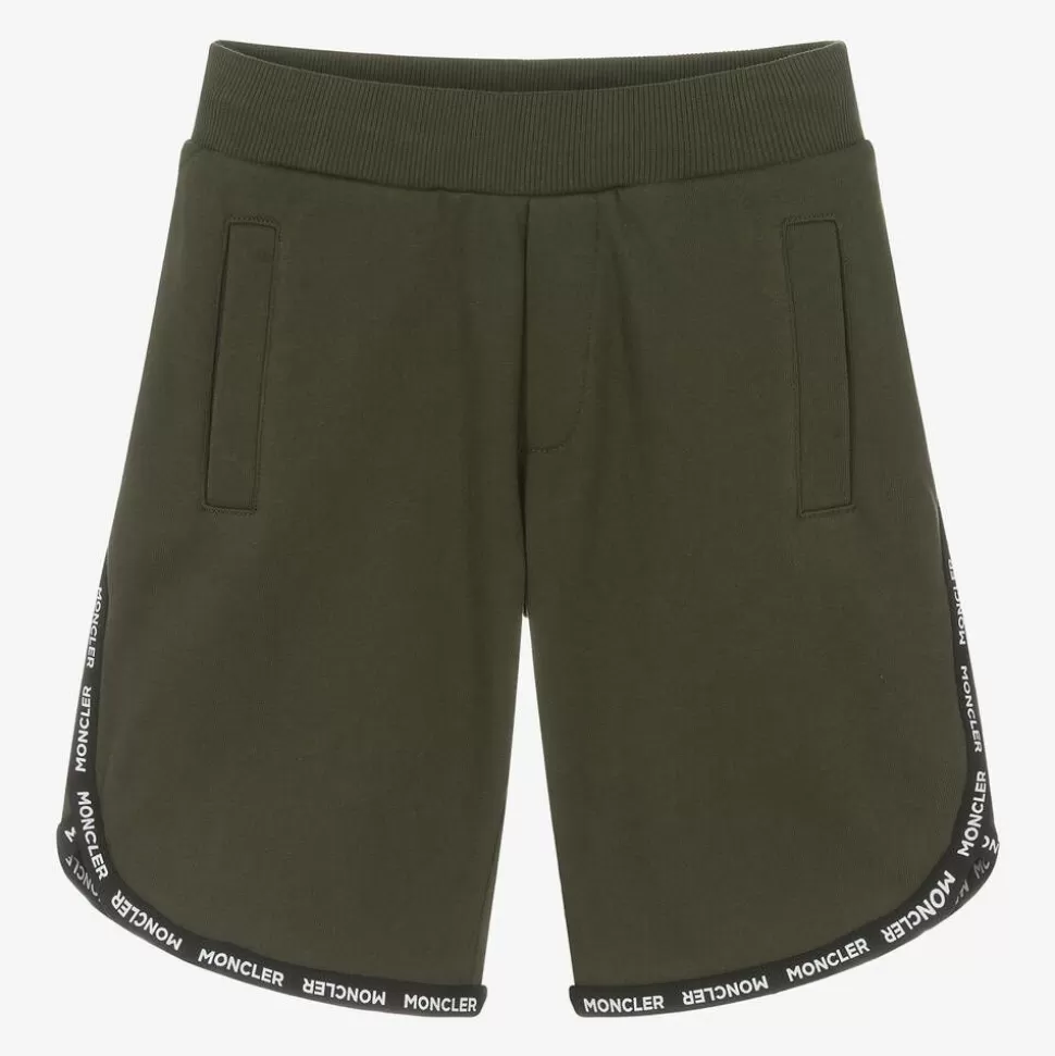 Moncler Enfant Khaki Green Logo Shorts^BOY Shorts