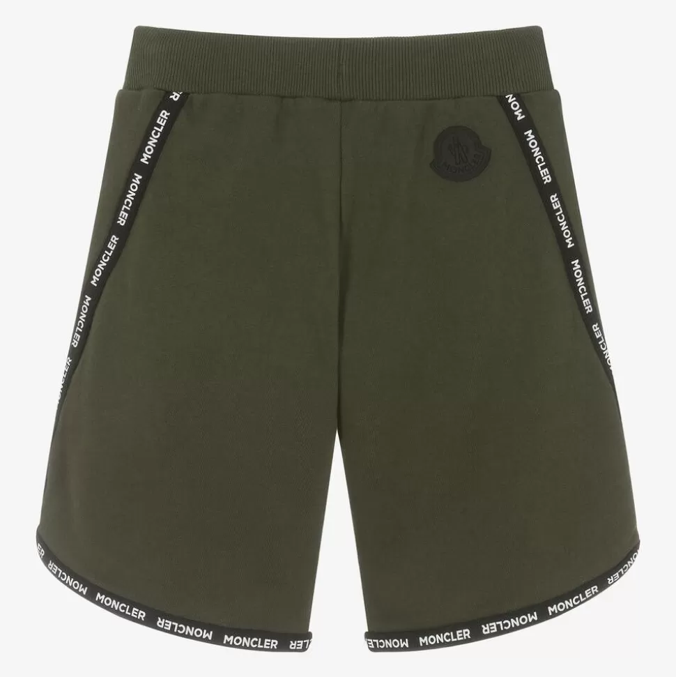 Moncler Enfant Khaki Green Logo Shorts^BOY Shorts