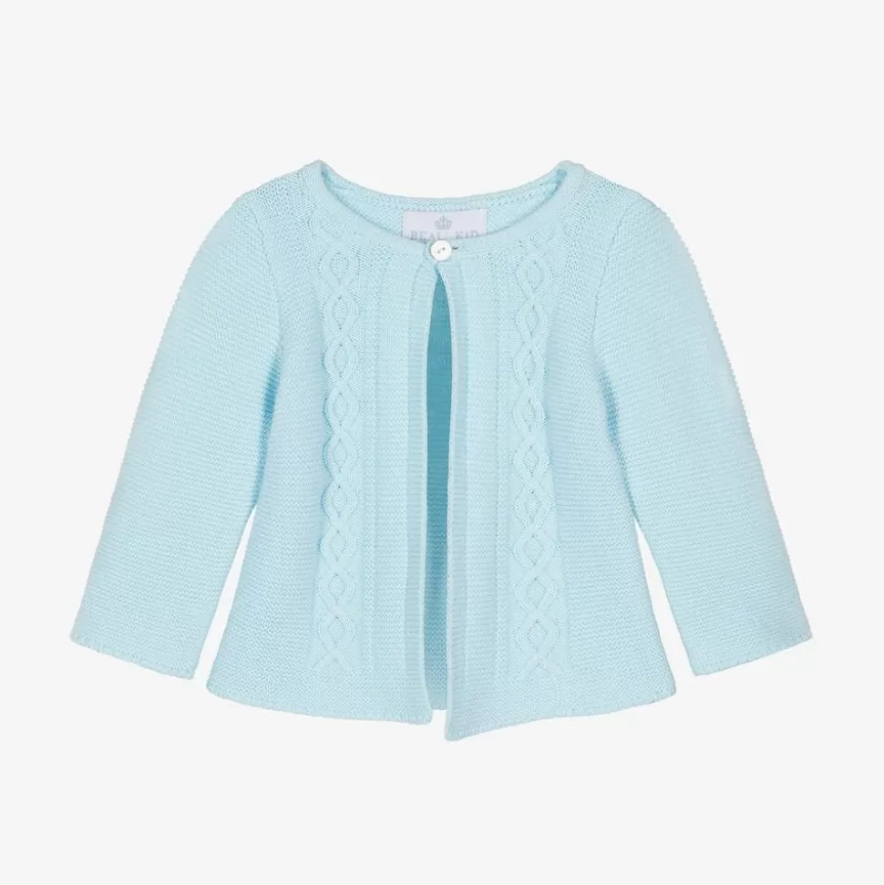 Beau KiD Light Blue Cotton Knit Baby Cardigan^BOY Tops