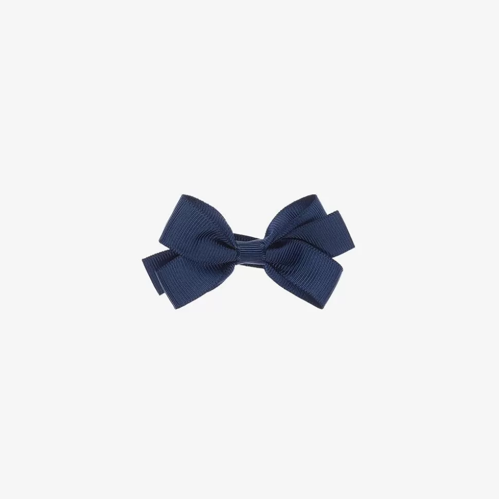 Peach Ribbons Navy Blue Bow Hair Clip (7cm)^ Hair Accessories