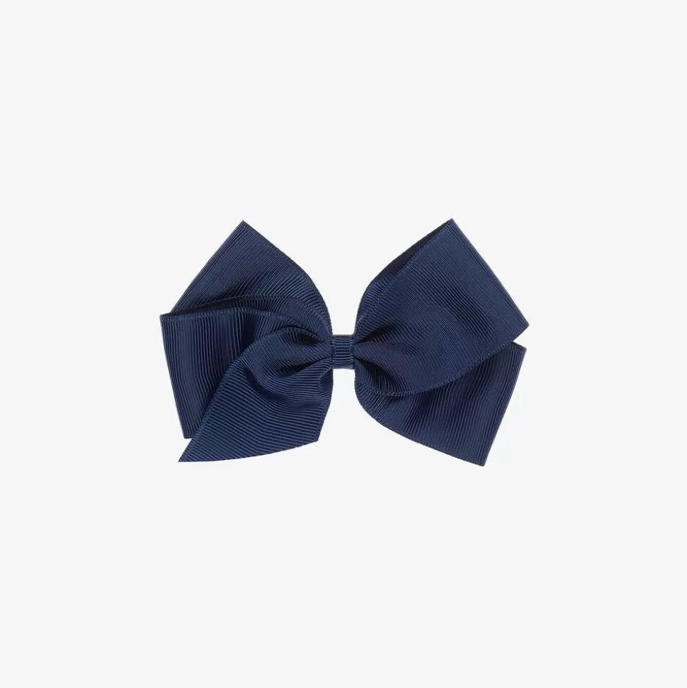 Peach Ribbons Navy Blue Bow Hair Clip (12cm)^ Hair Accessories