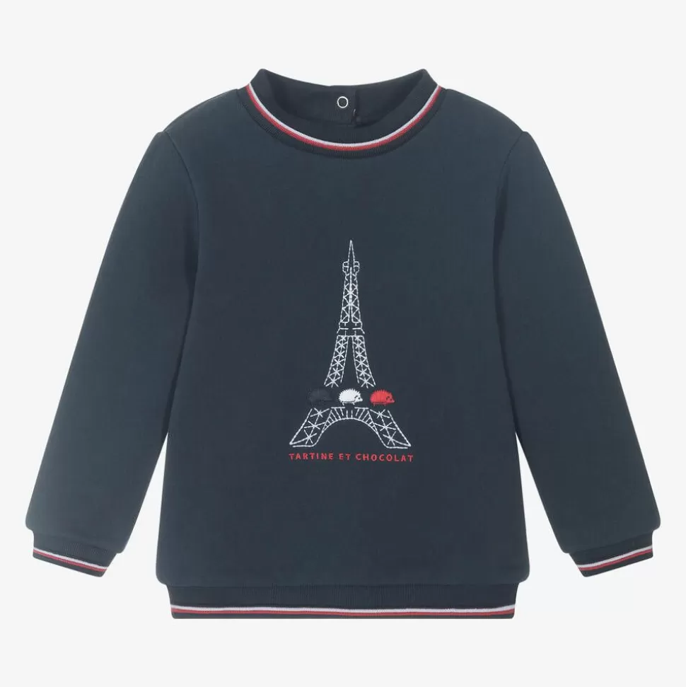 Tartine et Chocolat Navy Blue Cotton Eiffel Tower Sweatshirt^ Tops
