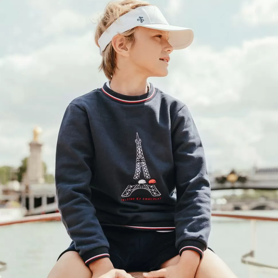 Tartine et Chocolat Navy Blue Cotton Eiffel Tower Sweatshirt^ Tops