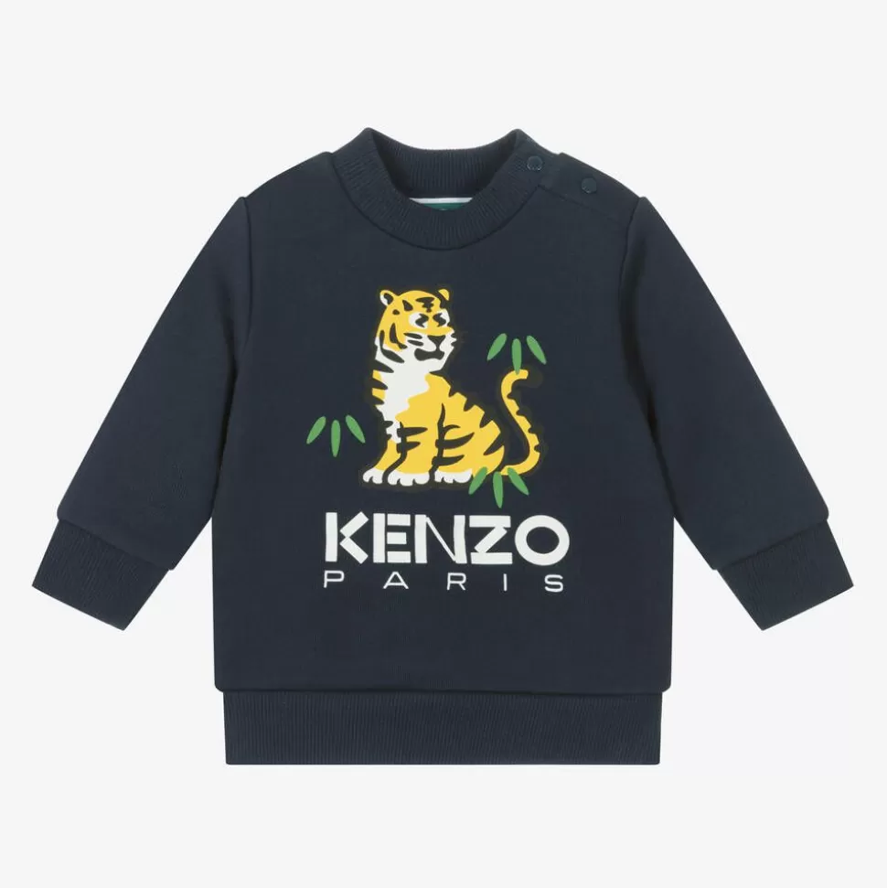KENZO KIDS Navy Blue Cotton KOTORA Tiger Sweatshirt^ Tops
