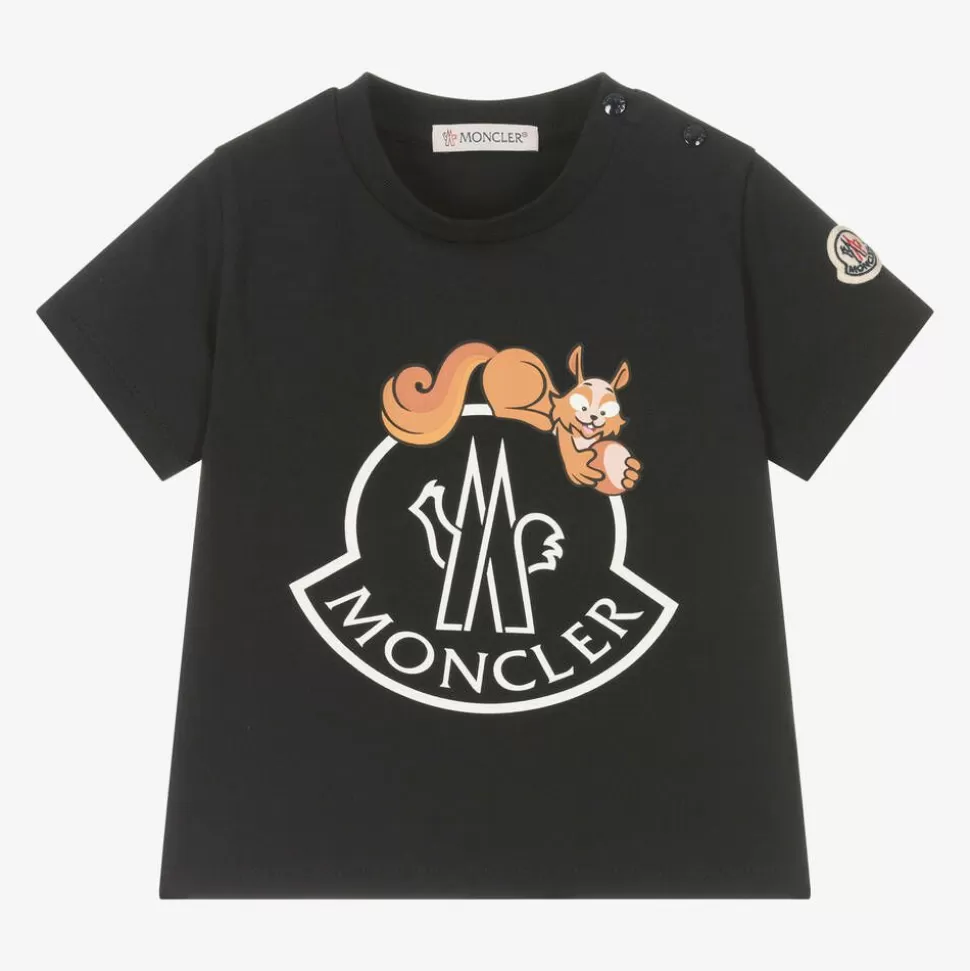 Moncler Enfant Navy Blue Cotton Squirrel Logo T-Shirt^BOY Tops