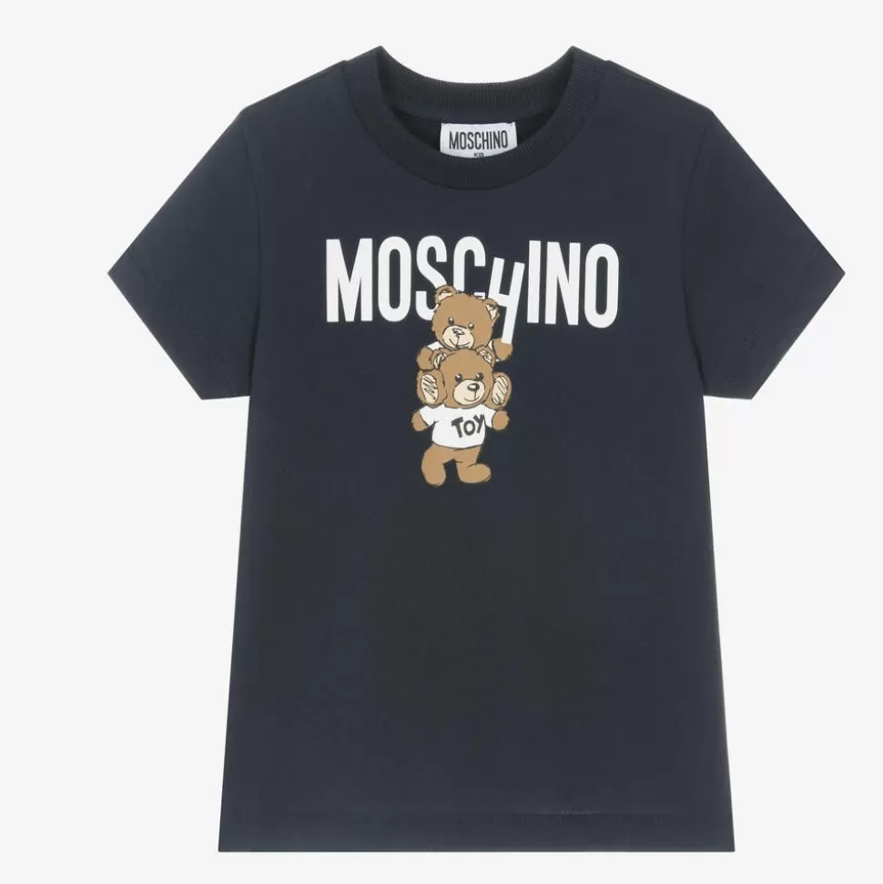 Moschino Kid-Teen Navy Blue Cotton Teddy Bear T-Shirt^ Tops