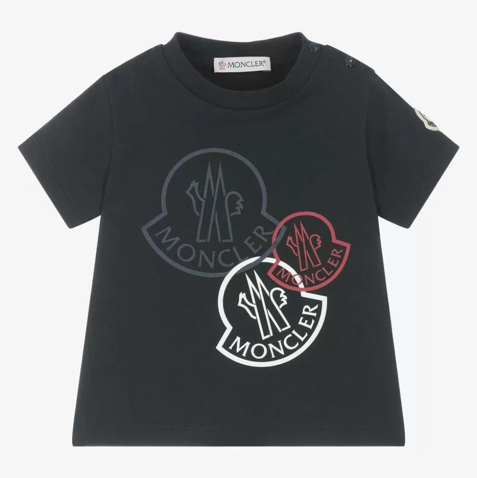 Moncler Enfant Navy Blue Cotton T-Shirt^ Tops