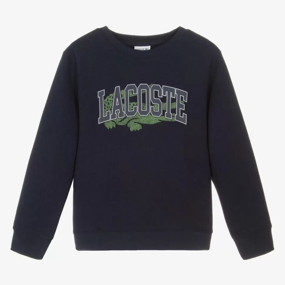Lacoste Navy Blue Cotton Varsity Sweatshirt^BOY Tops