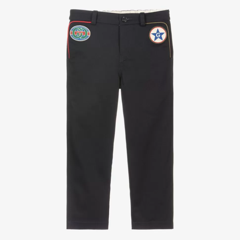 Gucci Navy Blue Gabardine Trousers^BOY Trousers