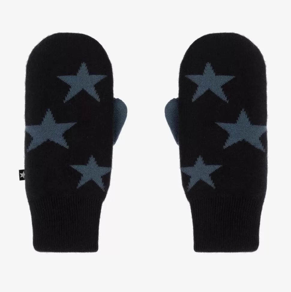 Molo Navy Blue Knitted Star Mittens^BOY Gloves & Mittens | Gloves & Mittens