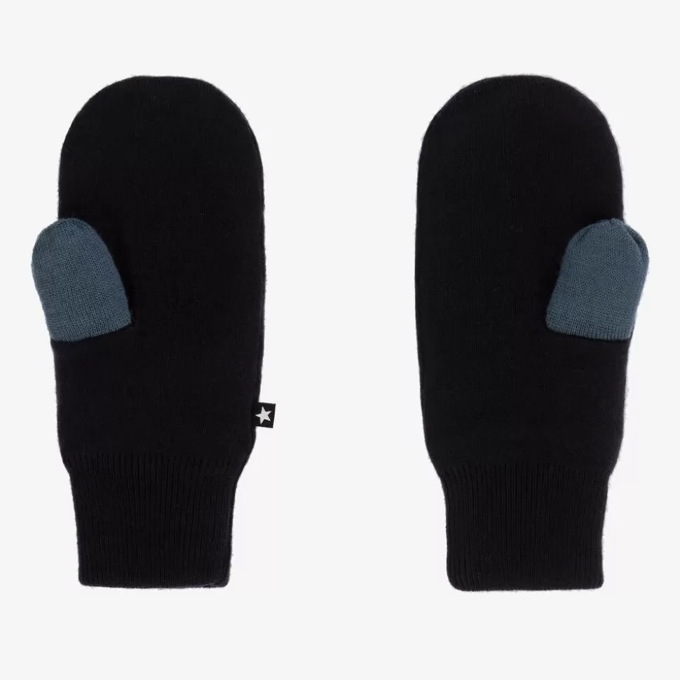Molo Navy Blue Knitted Star Mittens^BOY Gloves & Mittens | Gloves & Mittens