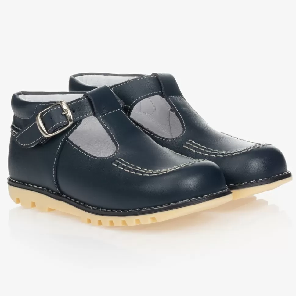Childrens Classics Navy Blue Leather T-Bar Shoes^BOY Bar Shoes | Bar Shoes