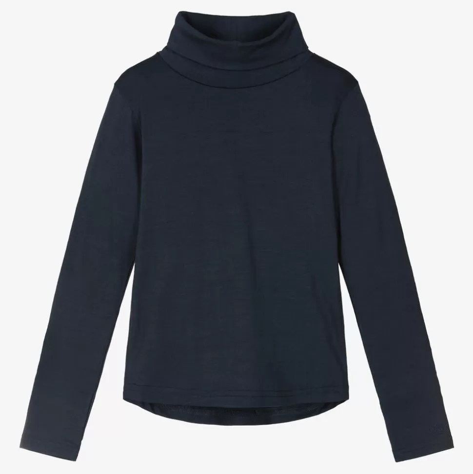 Smalls Merino Navy Blue Merino Wool Roll Neck Top^ Tops