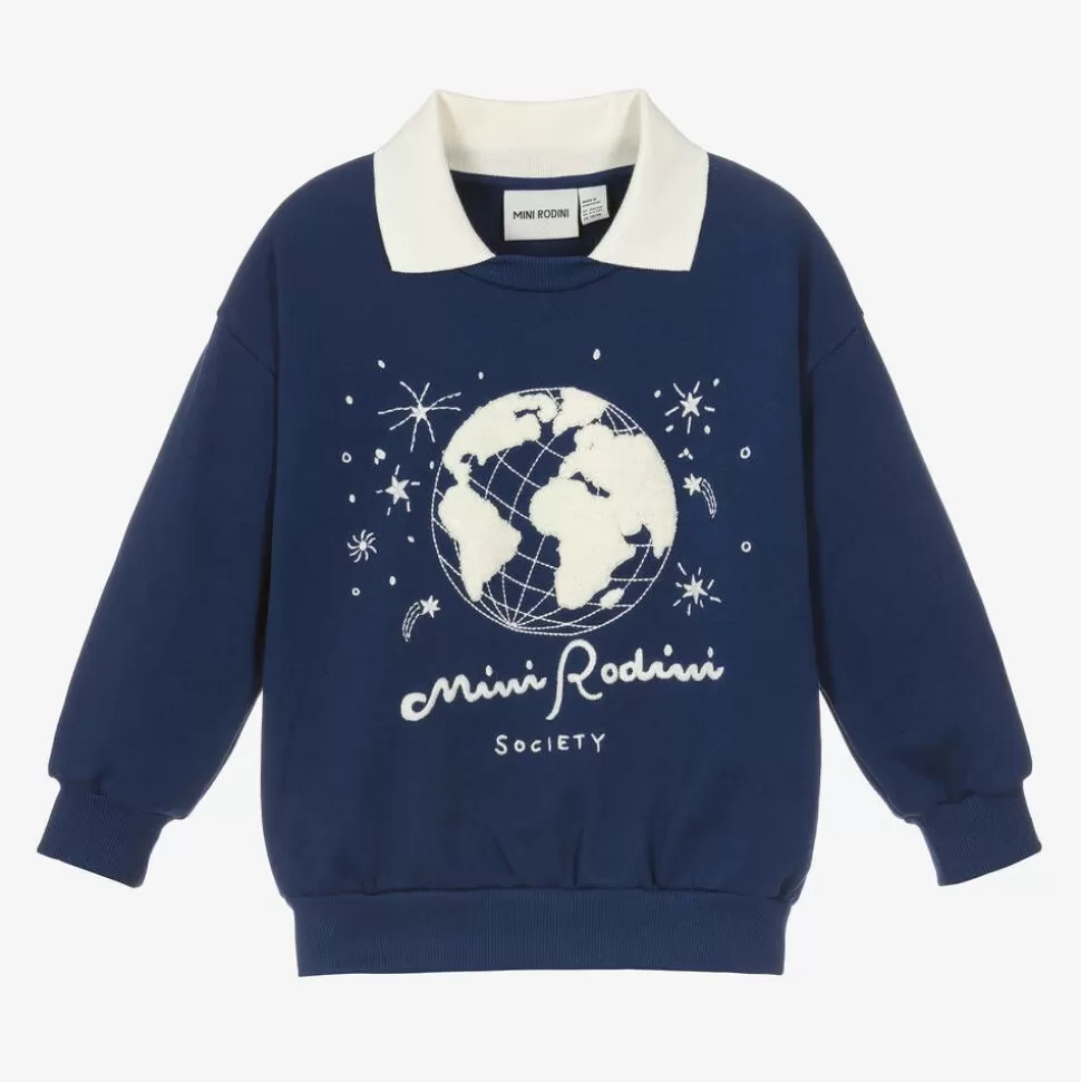 Mini Rodini Navy Blue Organic Cotton Sweatshirt^BOY Tops