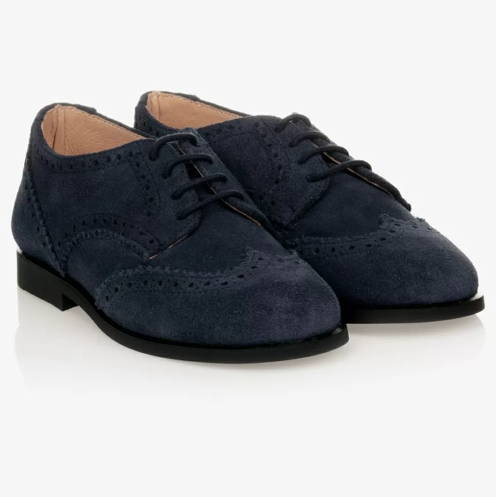 Childrens Classics Navy Blue Suede Brogue Shoes^BOY Brogues | Brogues