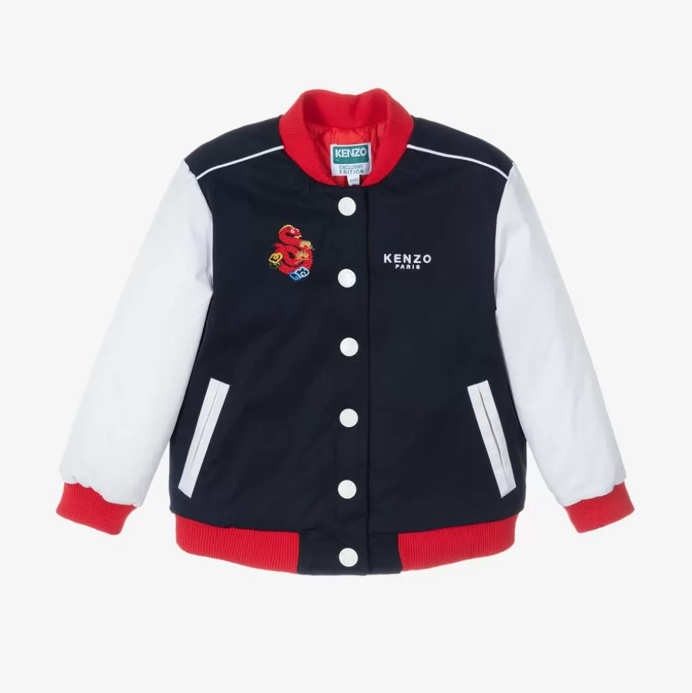KENZO KIDS Navy Blue Varsity Snake Jacket^BOY Gifts | Coats & Jackets