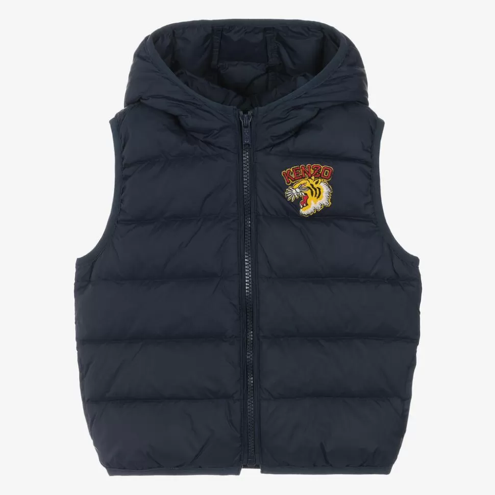 KENZO KIDS Navy Blue Varsity Tiger Down Gilet^ Coats & Jackets