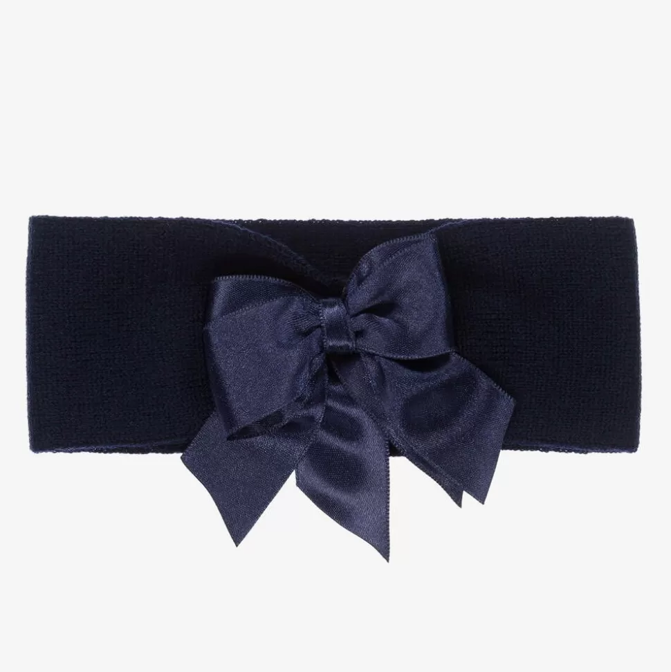 La Perla Navy Blue Wool Bow Headband^ Hair Accessories