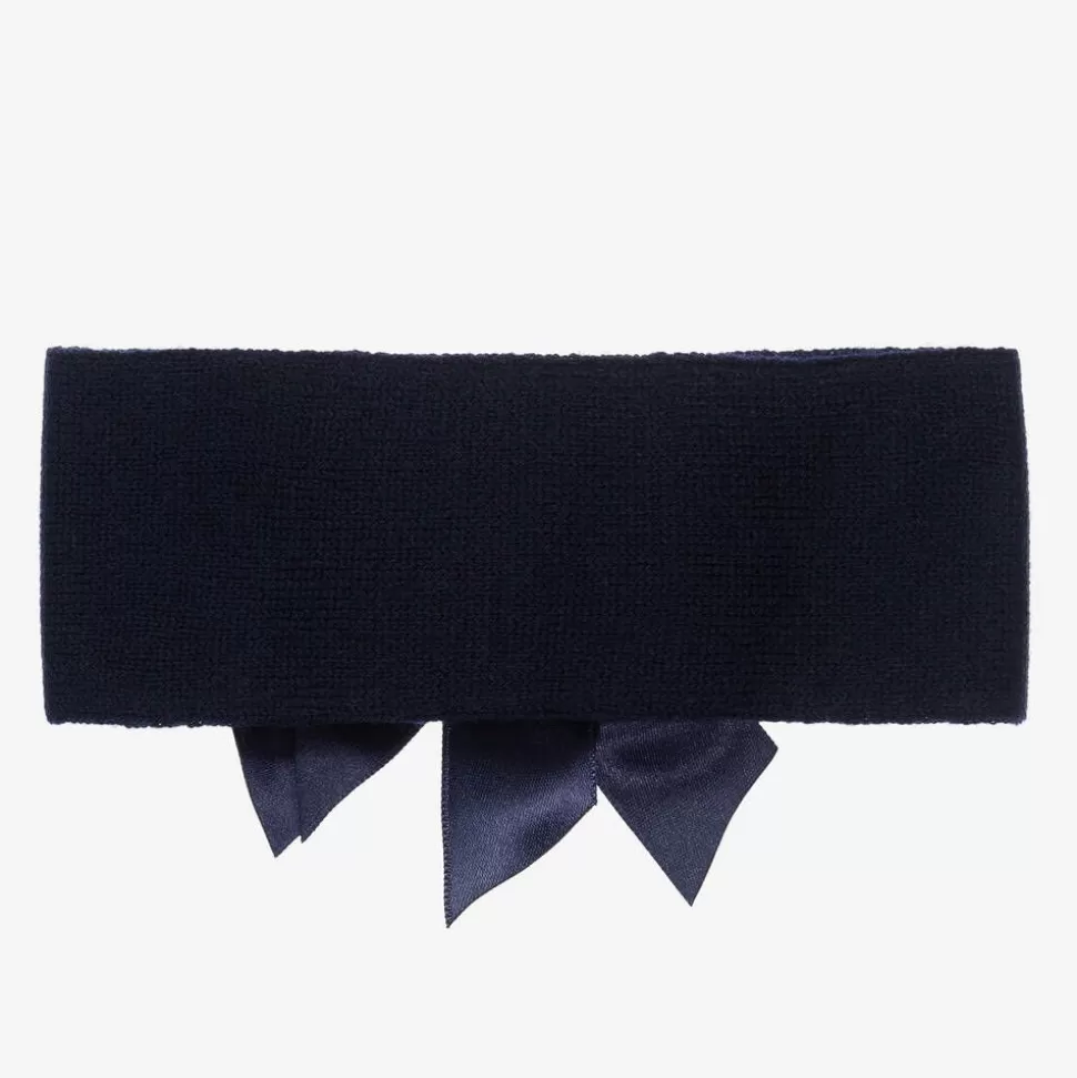 La Perla Navy Blue Wool Bow Headband^ Hair Accessories