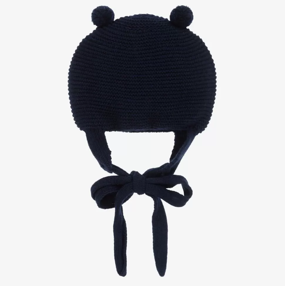Foque Navy Blue Wool Knit Pom-Pom Hat^ Hats