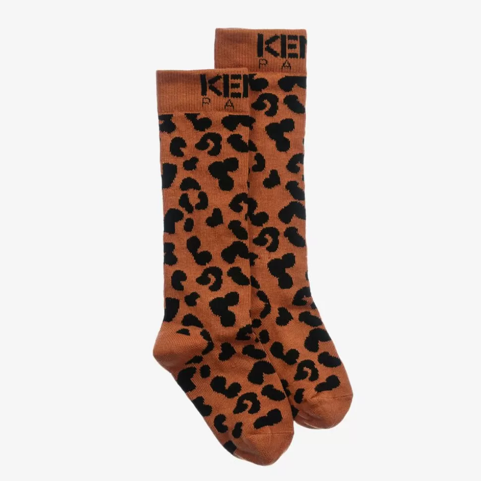 KENZO KIDS Orange Leopard Print Socks^BOY Socks | Socks