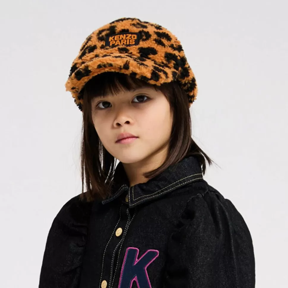 KENZO KIDS Orange Leopard Print Teddy Fleece Cap^BOY Hats | Hats