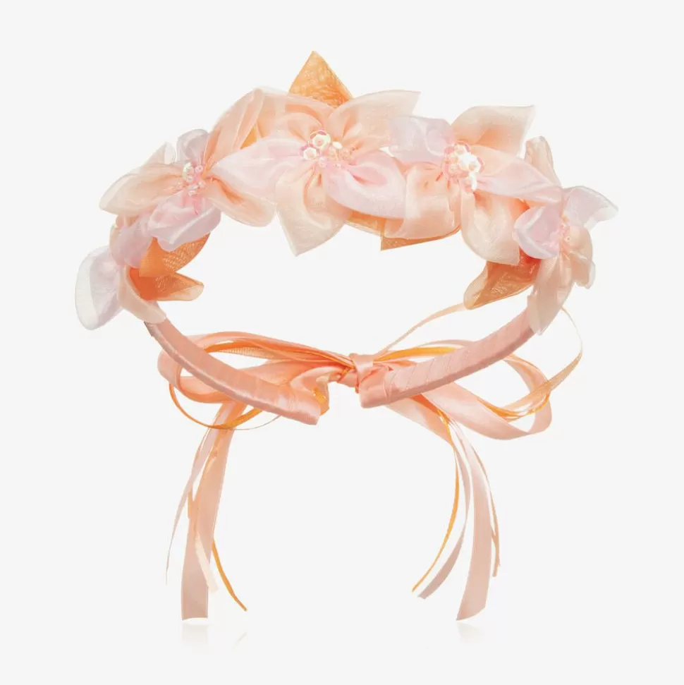 Souza Peach Pink Floral Garland^ Hair Accessories