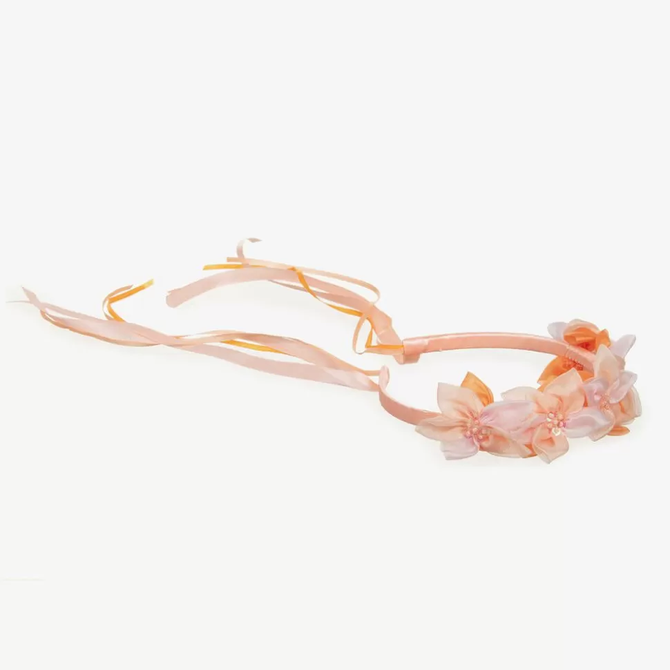 Souza Peach Pink Floral Garland^ Hair Accessories