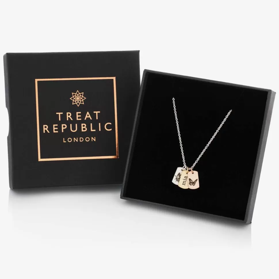 Treat Republic Personalised Butterfly Tag Necklace (47cm)^ Jewellery | Gifts