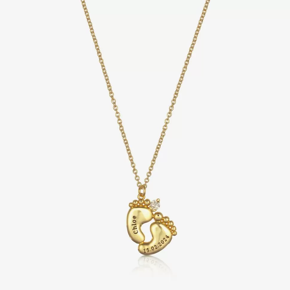 Treat Republic Personalised 18ct Gold Plated Baby Feet Necklace (45cm)^ Jewellery | Gifts