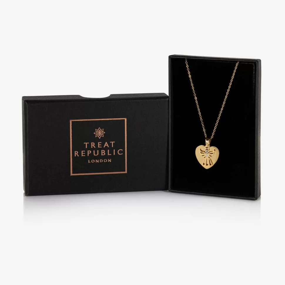 Treat Republic Personalised Gold Plated Guardian Angel Necklace (45cm)^ Jewellery | Gifts