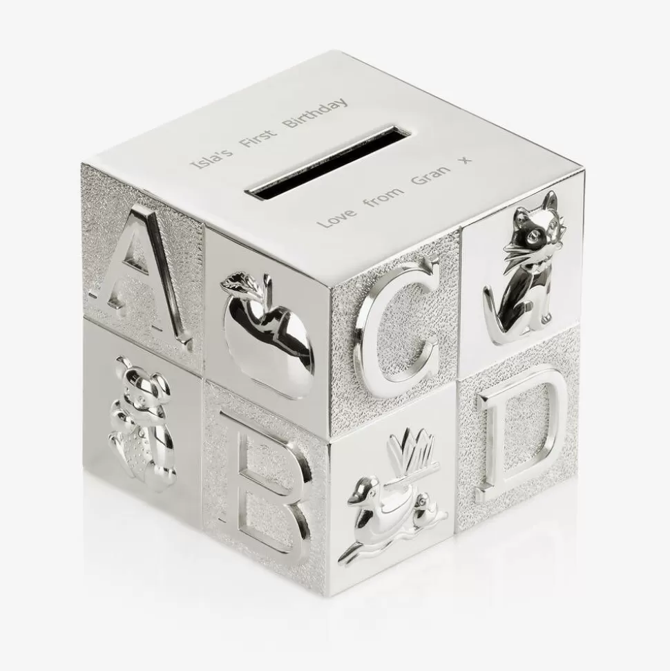 Treat Republic Personalised Silver Alphabet Money Box (10cm)^ Gifts